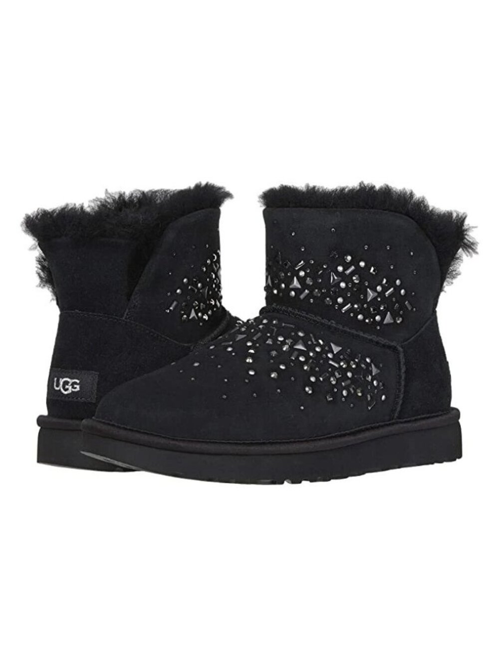 New! UGG Classic Galaxy Mini Bling Boot Black Suede Size 7 1103799 DD26